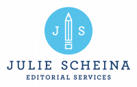 Blue Julie Scheina Editorial Services Logo