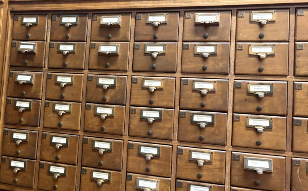Wooden card catalog